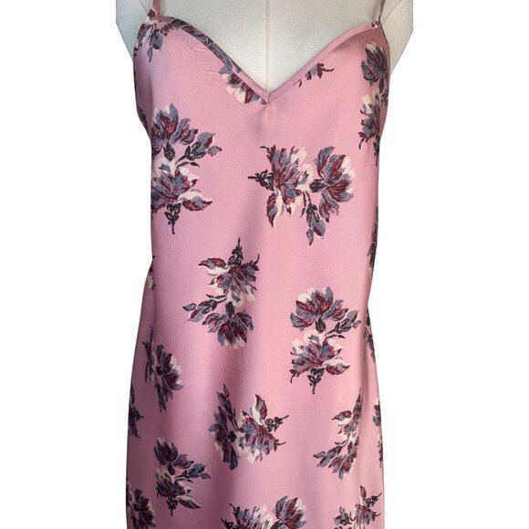 Pink Floral Size 6 Satin Slip Dress Adjustable Straps Soft Feminine Fit Mini - Picture 10 of 10